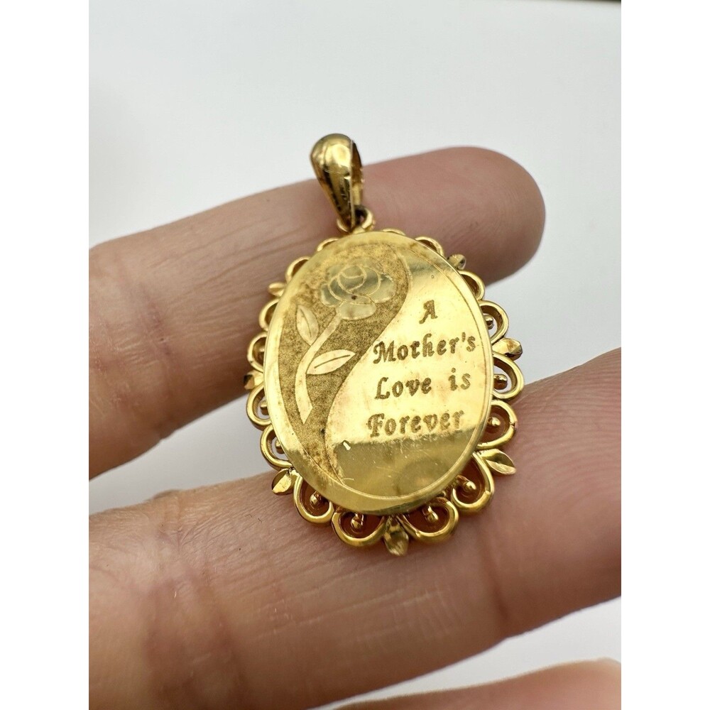 Gold Over Sterling Silver A Mother’s Love Is Forever Floral Pendant